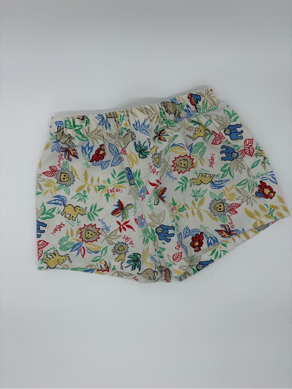 Vintage Safari Print Elastic-Waist Kids Shorts - Cream Multi